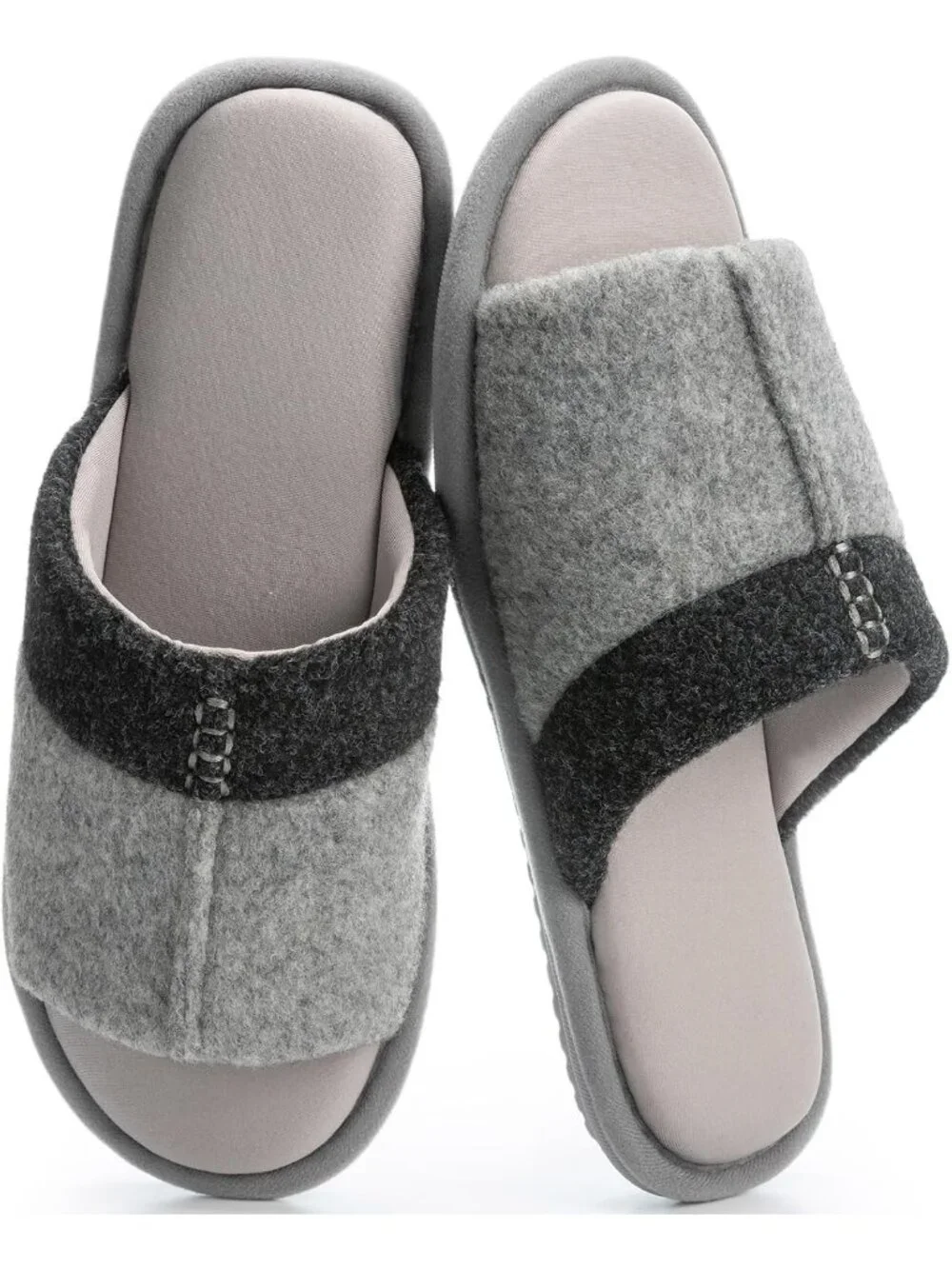 Mens Light Grey Flat Cozy Memory Foam Anti Skid Soft Slip On House Slipper Shoes